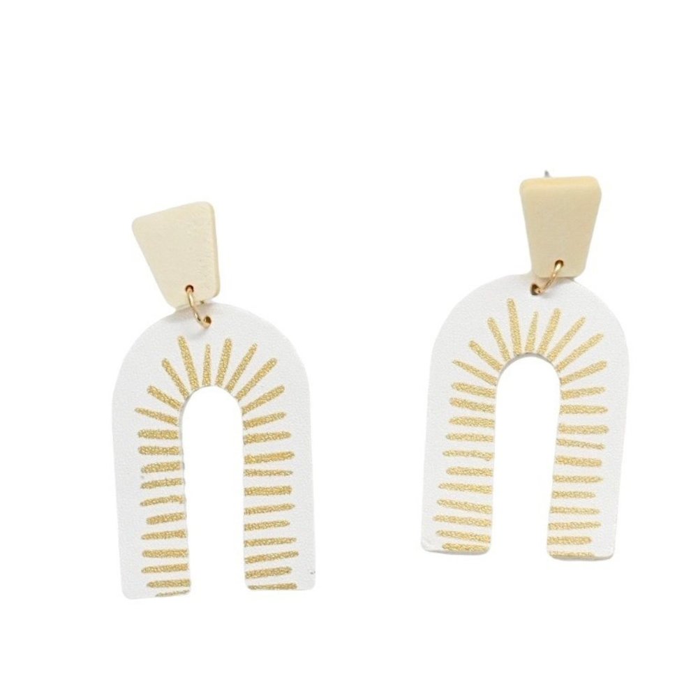 White Karsyn Faux Leather Earrings